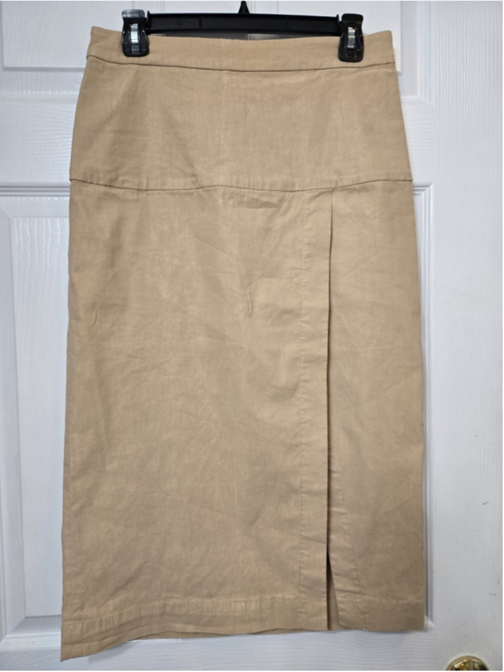 NWT By Anthropologie Linen Wrap Midi Skirt 8 Tan Khaki